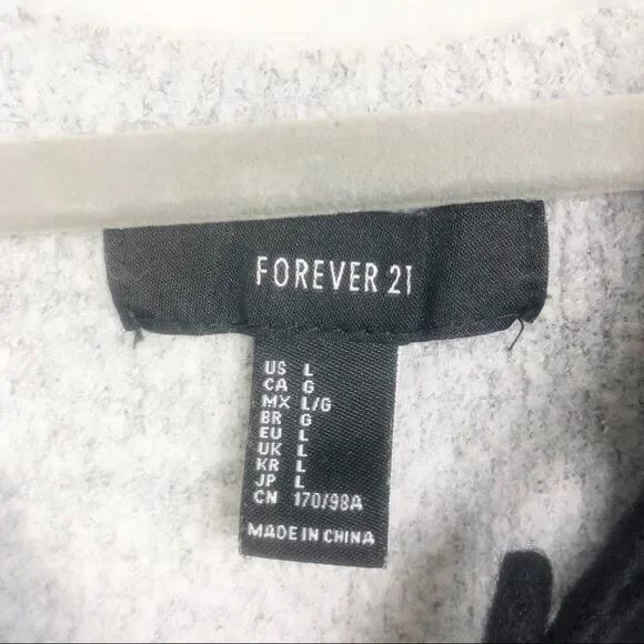 FOREVER 21 | Fuzzy Lace Up Sweater Light Gray & Black Women’s Size Large - Picture 5 of 8